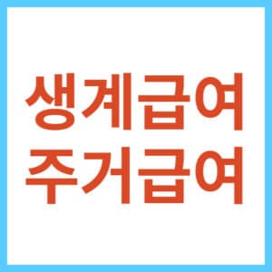 주거급여 생계급여 중복
