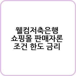 웰컴저축은행 쇼핑몰 판매자론 알아보기