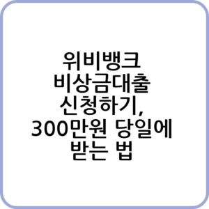 위비뱅크 비상금대출 알아보기