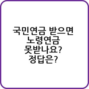 국민연금 받으면 노령연금 못받나요? 차이점은?