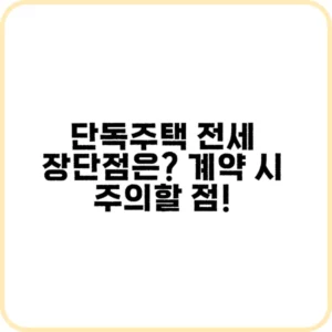 단독주택 전세 장단점