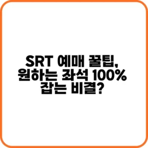 SRT 예매 꿀팁 정보